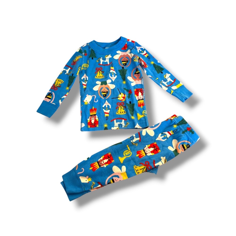 Hanna Andersson Nutcracker Pajamas Kids 2 Blue Long John Organic Cotton Holiday